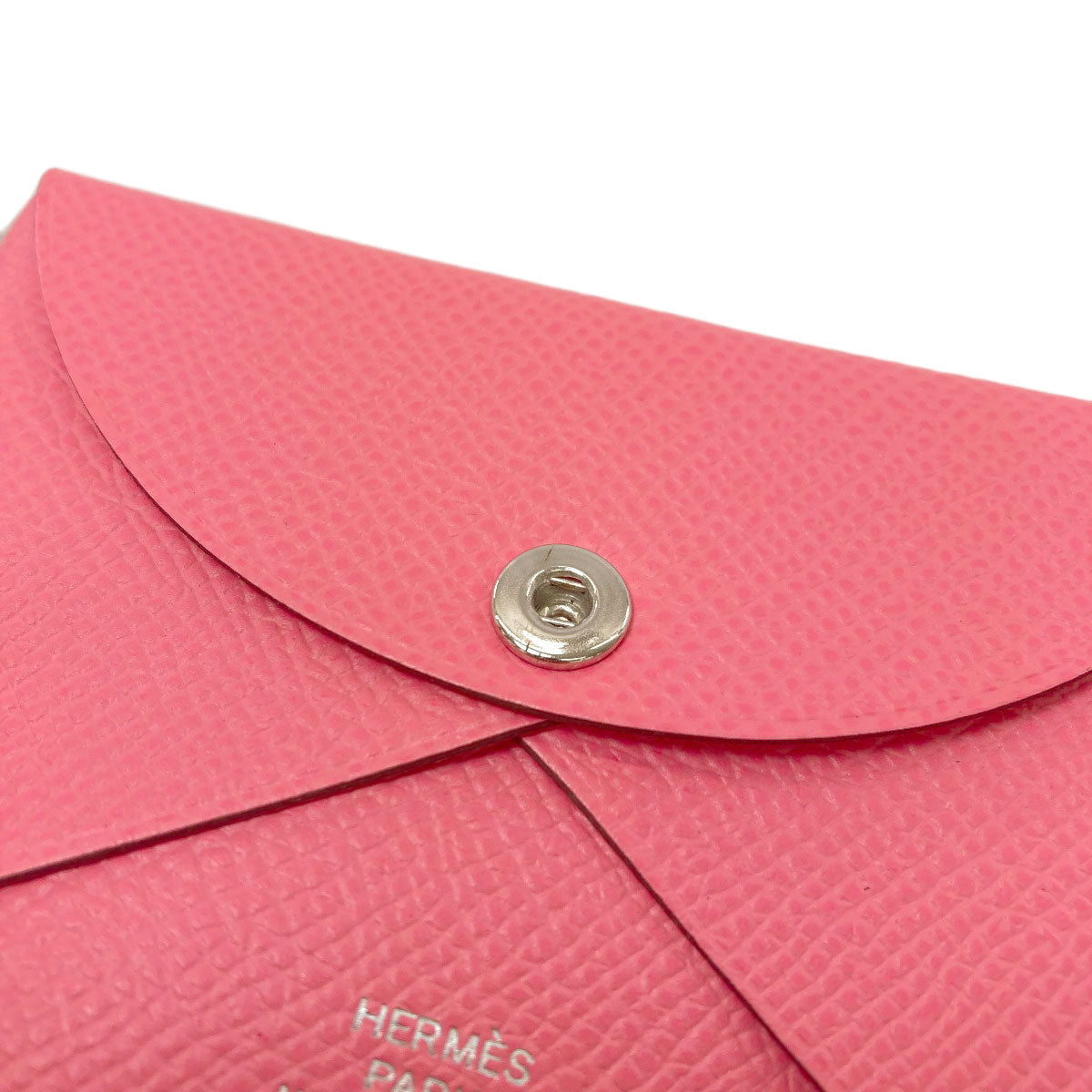 HERMES Calvi Duo Rose Azalea SilverHardware Card Case Epsom Ladies [Used]