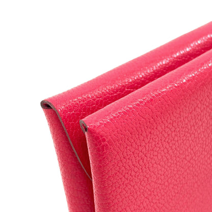 HERMES Calvi Duo Rose Extreme SilverHardware Card Case Chevre Ladies [Used]