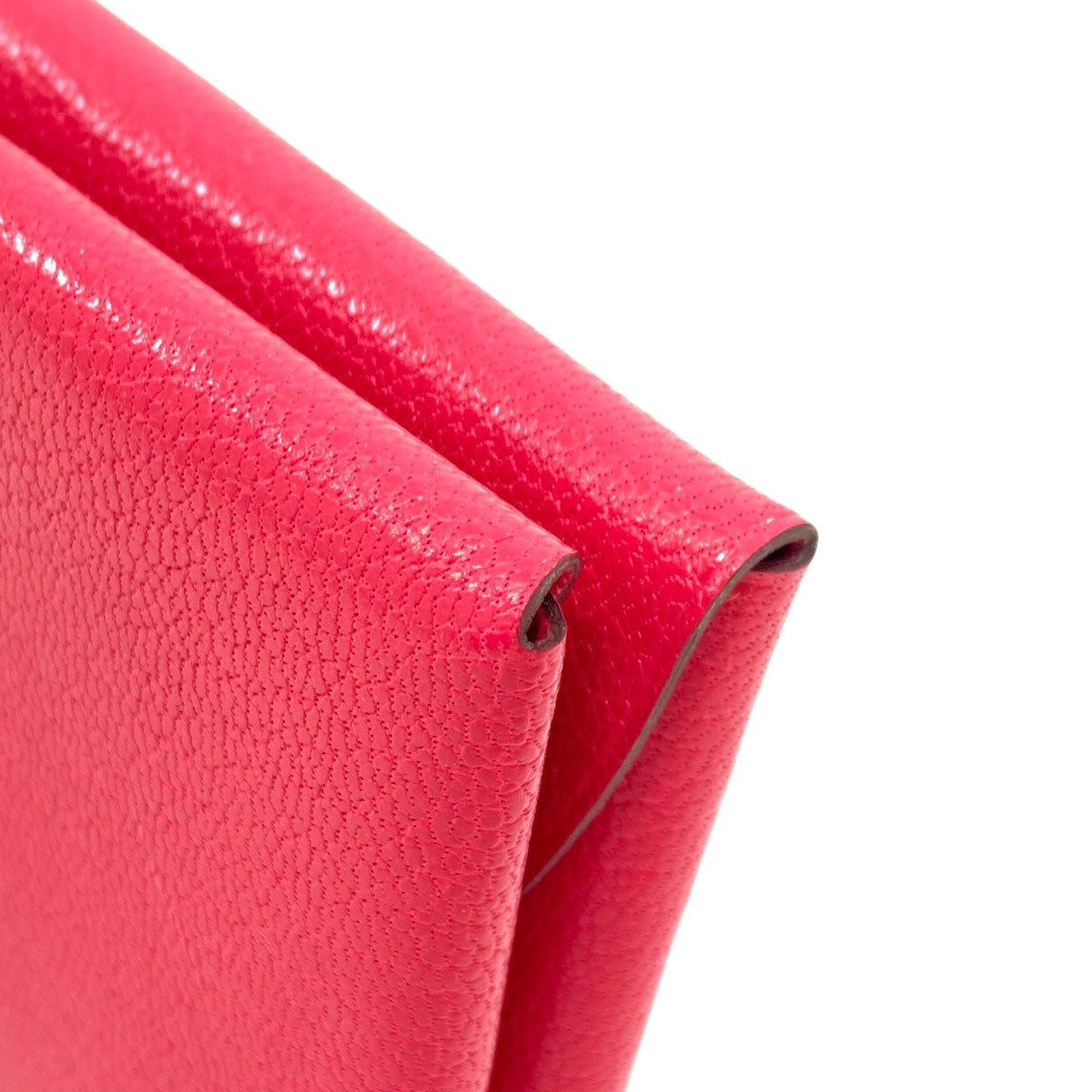 HERMES Calvi Duo Rose Extreme SilverHardware Card Case Chevre Ladies [Used]