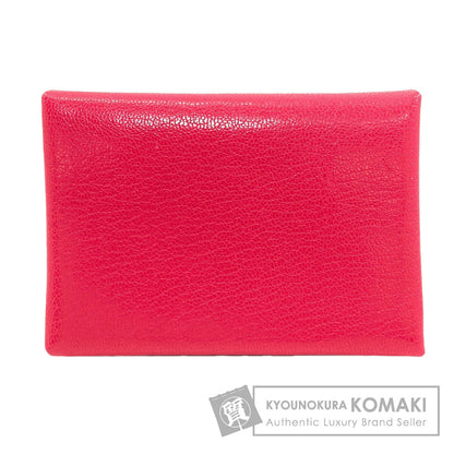 HERMES Calvi Duo Rose Extreme SilverHardware Card Case Chevre Ladies [Used]