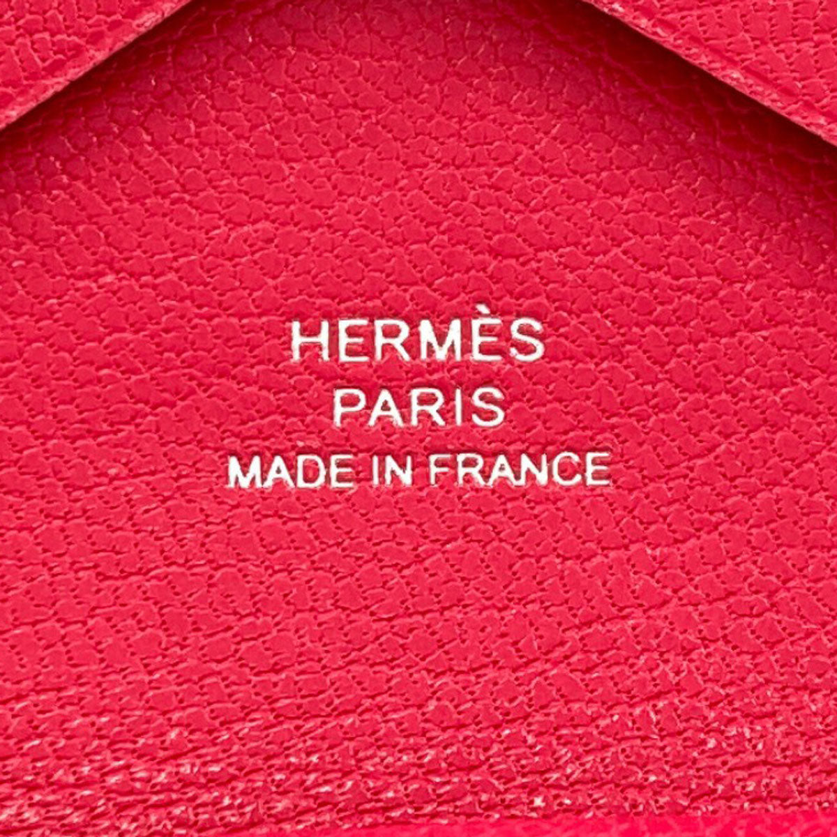 HERMES Calvi Duo Rose Extreme SilverHardware Card Case Chevre Ladies [Used]