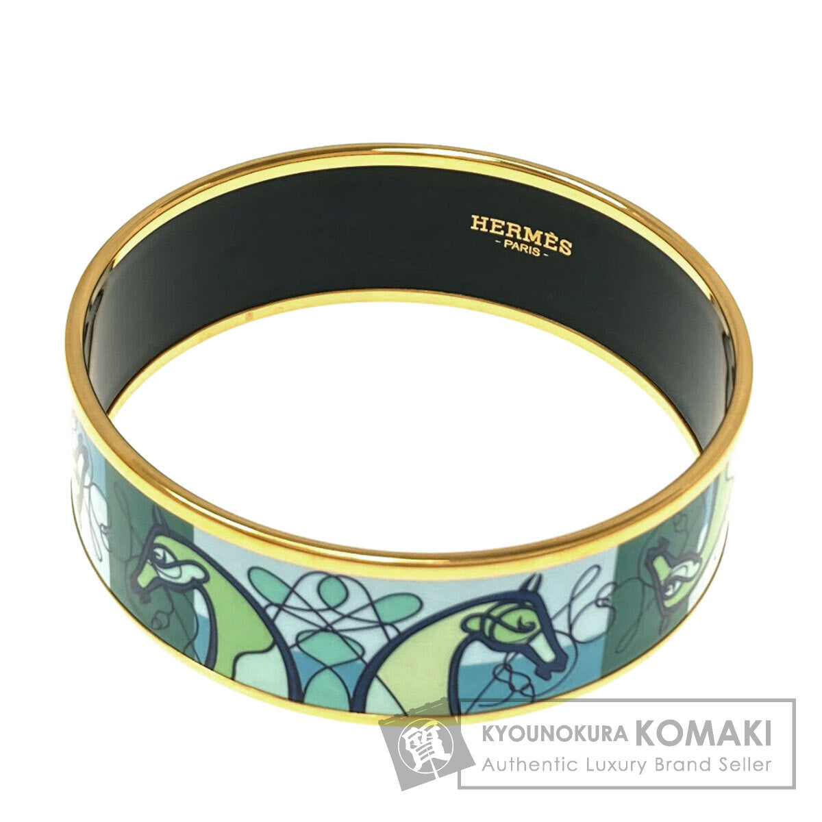 HERMES Emaille GM bangle Bracelet Gold Plated Ladies [Used]
