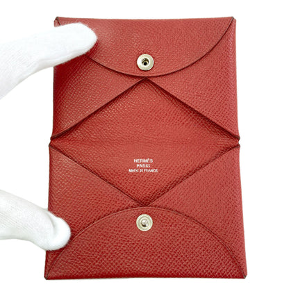HERMES Calvi SilverHardware Card Case Epsom Ladies [Used]
