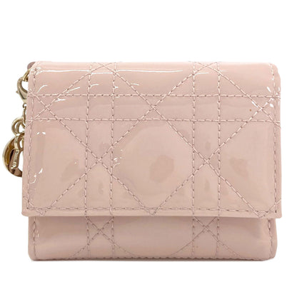 CHRISTIAN DIOR Lady Dior Lotus Bifold Wallet with Coin Pocket Patent leather Ladies [Used]