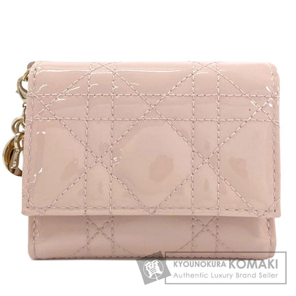 CHRISTIAN DIOR Lady Dior Lotus Bifold Wallet with Coin Pocket Patent leather Ladies [Used]