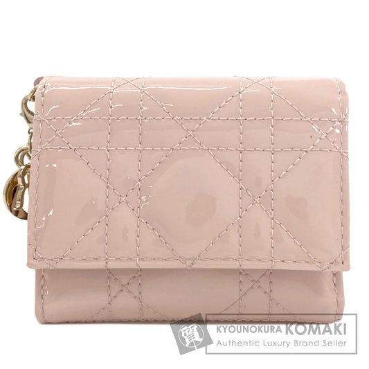 CHRISTIAN DIOR Lady Dior Lotus Bifold Wallet with Coin Pocket Patent leather Ladies [Used]