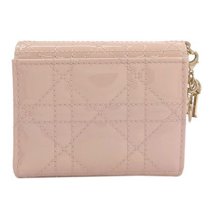 CHRISTIAN DIOR Lady Dior Lotus Bifold Wallet with Coin Pocket Patent leather Ladies [Used]