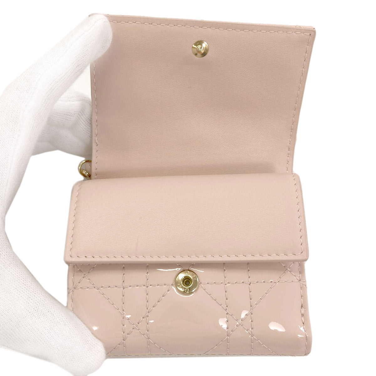 CHRISTIAN DIOR Lady Dior Lotus Bifold Wallet with Coin Pocket Patent leather Ladies [Used]