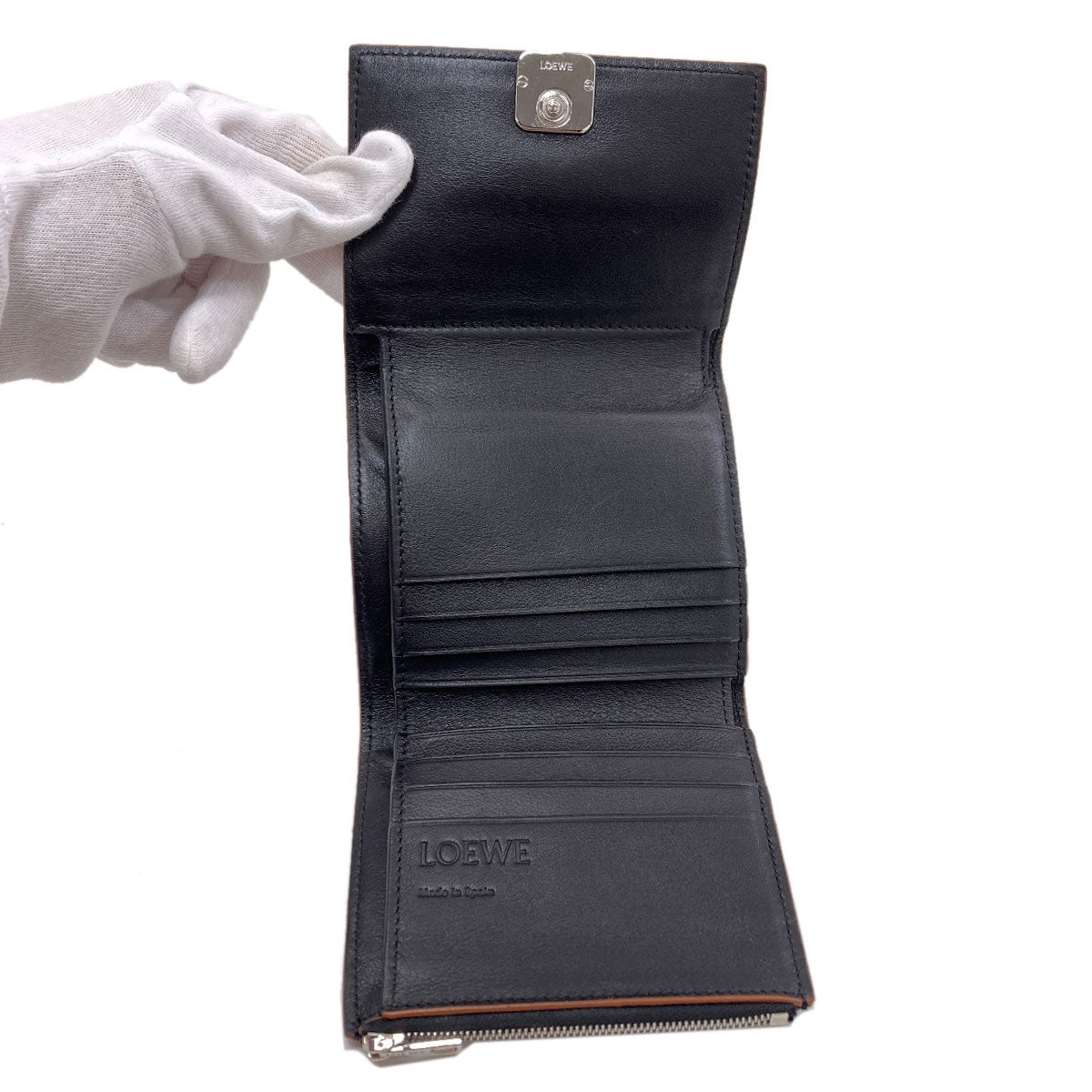 LOEWE Anagram Trifold Wallet Bifold Wallet with Coin Pocket Leather Ladies [Used]