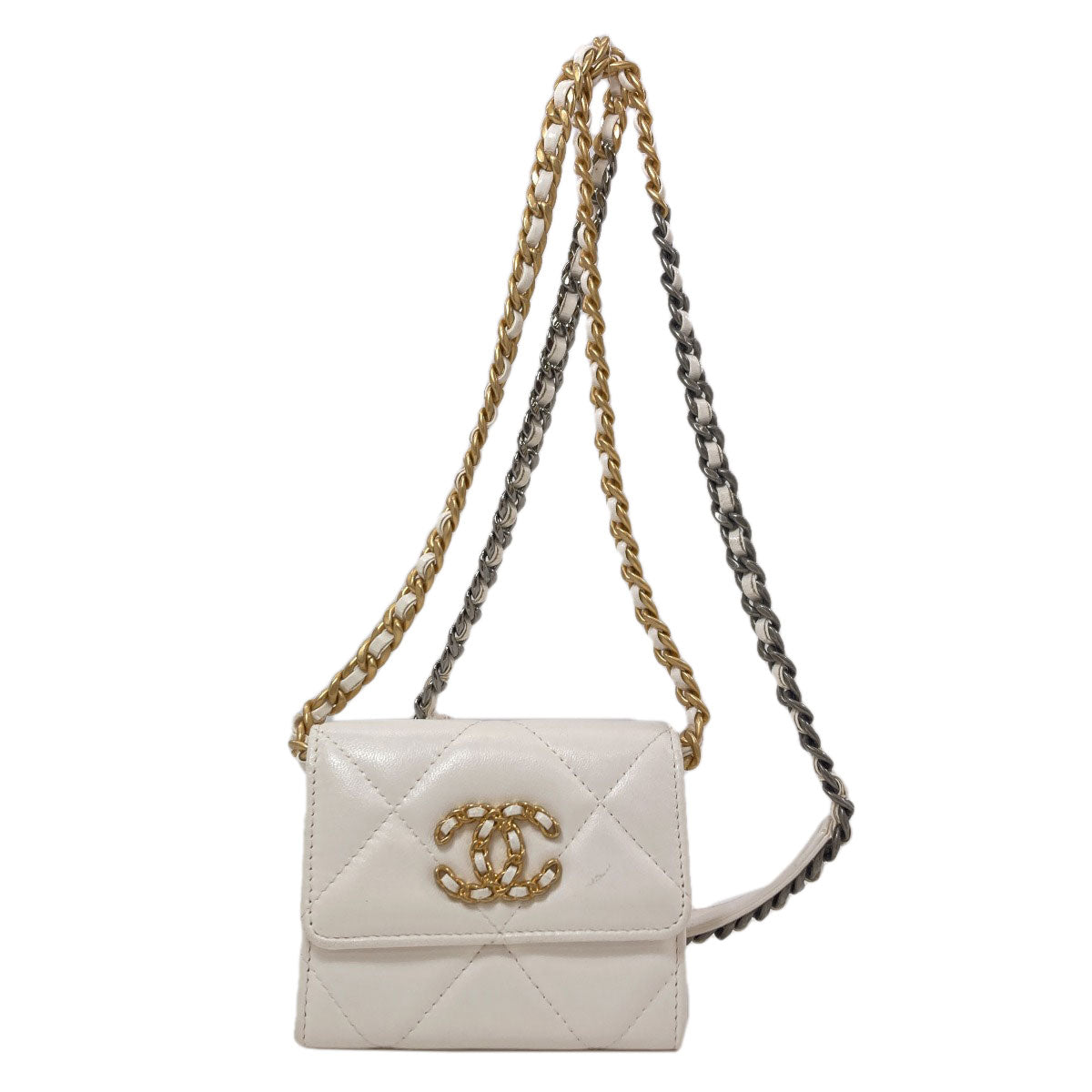 CHANEL Chain Wallet COCO Mark GoldHardware SilverHardware coin purse Lambskin Ladies [Used]