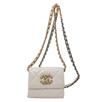 CHANEL Chain Wallet COCO Mark GoldHardware SilverHardware coin purse Lambskin Ladies [Used]