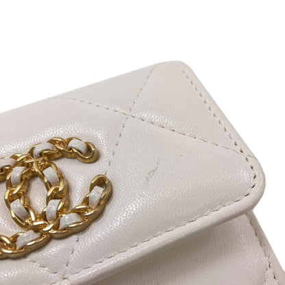 CHANEL Chain Wallet COCO Mark GoldHardware SilverHardware coin purse Lambskin Ladies [Used]