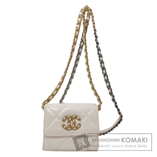 CHANEL Chain Wallet COCO Mark GoldHardware SilverHardware coin purse Lambskin Ladies [Used]