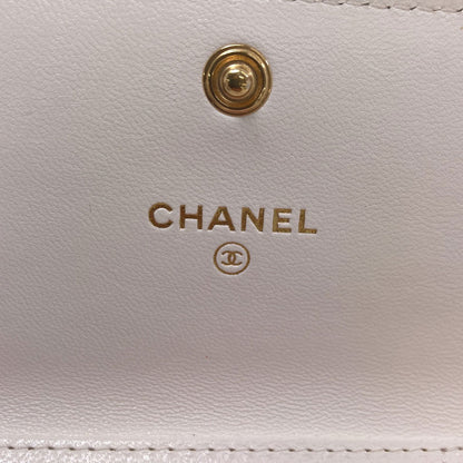 CHANEL Chain Wallet COCO Mark GoldHardware SilverHardware coin purse Lambskin Ladies [Used]