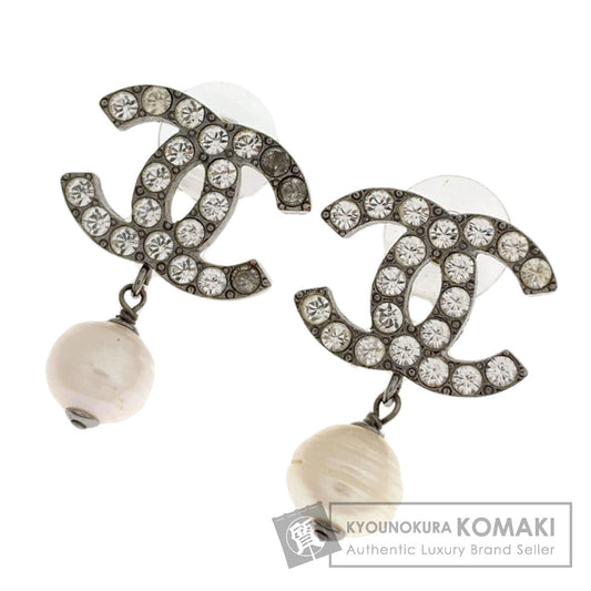 CHANEL COCO Mark Rhinestone Fake Pearl earring Metal Ladies [Used]