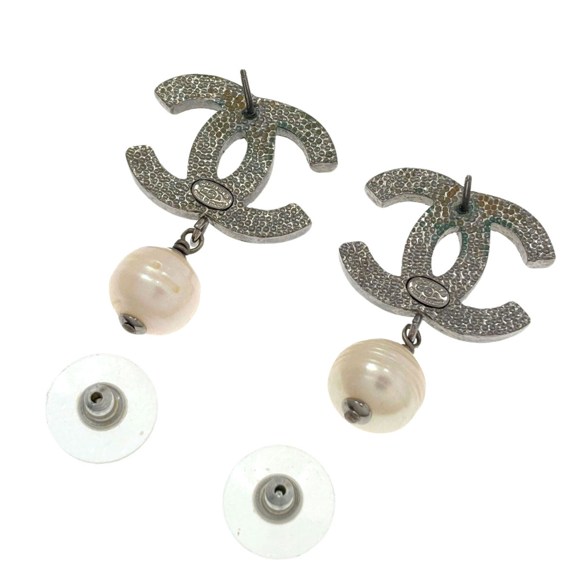 CHANEL COCO Mark Rhinestone Fake Pearl earring Metal Ladies [Used]