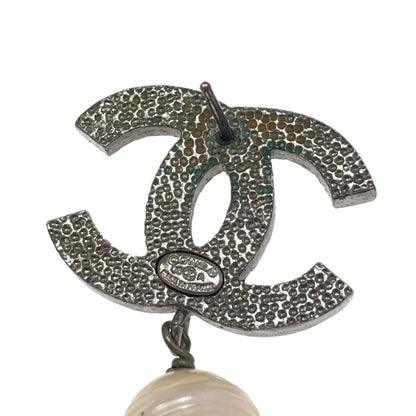 CHANEL COCO Mark Rhinestone Fake Pearl earring Metal Ladies [Used]