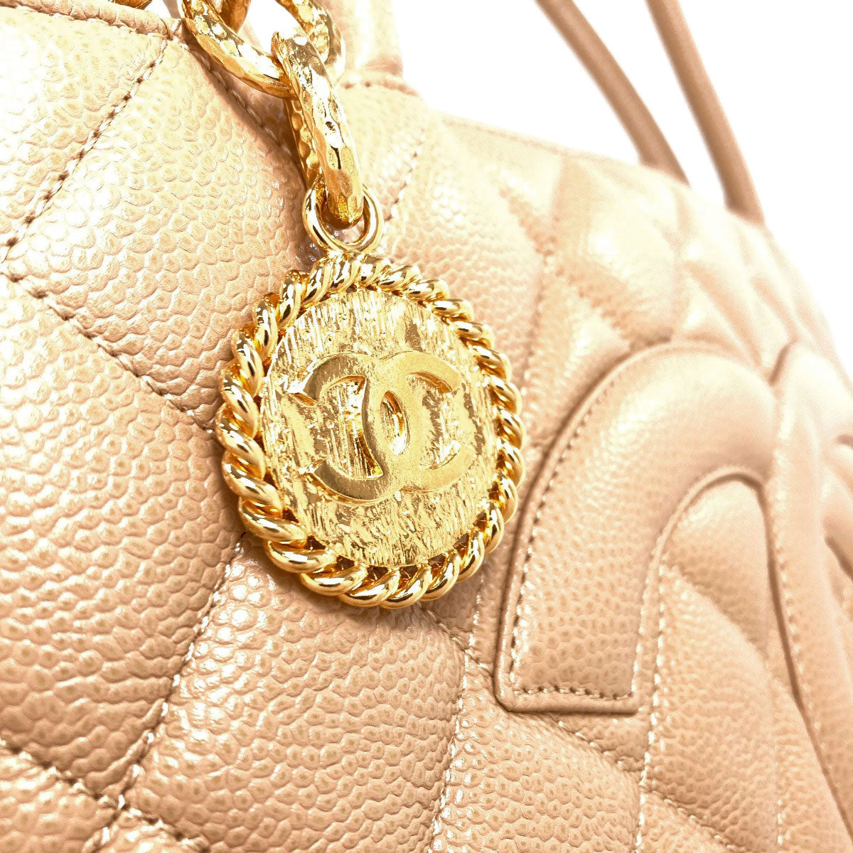 CHANEL Medallion GoldHardware Tote Bag Grained Calfskin Skin Ladies [Used]