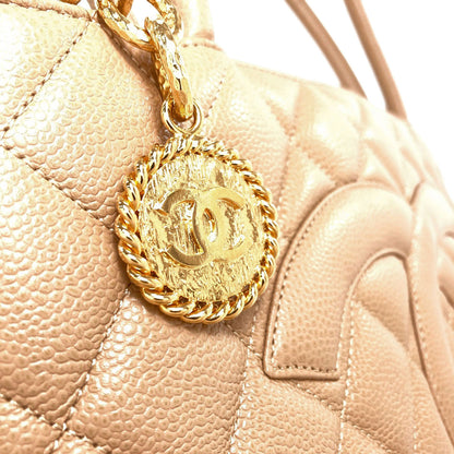 CHANEL Medallion GoldHardware Tote Bag Grained Calfskin Skin Ladies [Used]