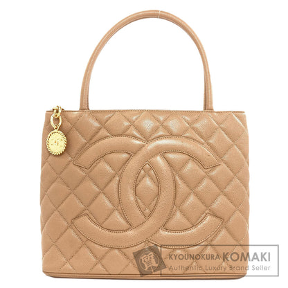 CHANEL Medallion GoldHardware Tote Bag Grained Calfskin Skin Ladies [Used]