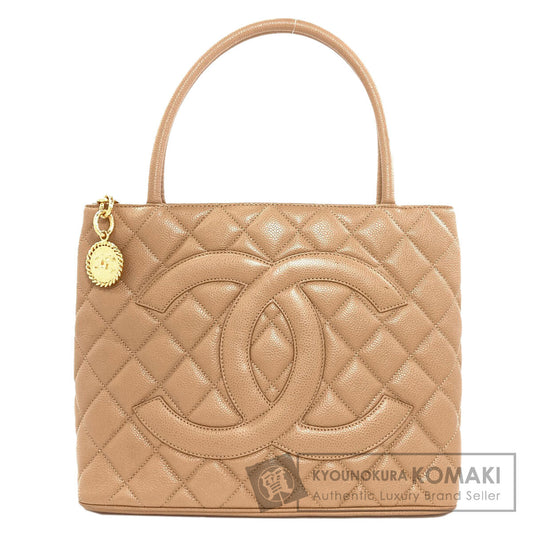 CHANEL Medallion GoldHardware Tote Bag Grained Calfskin Skin Ladies [Used]