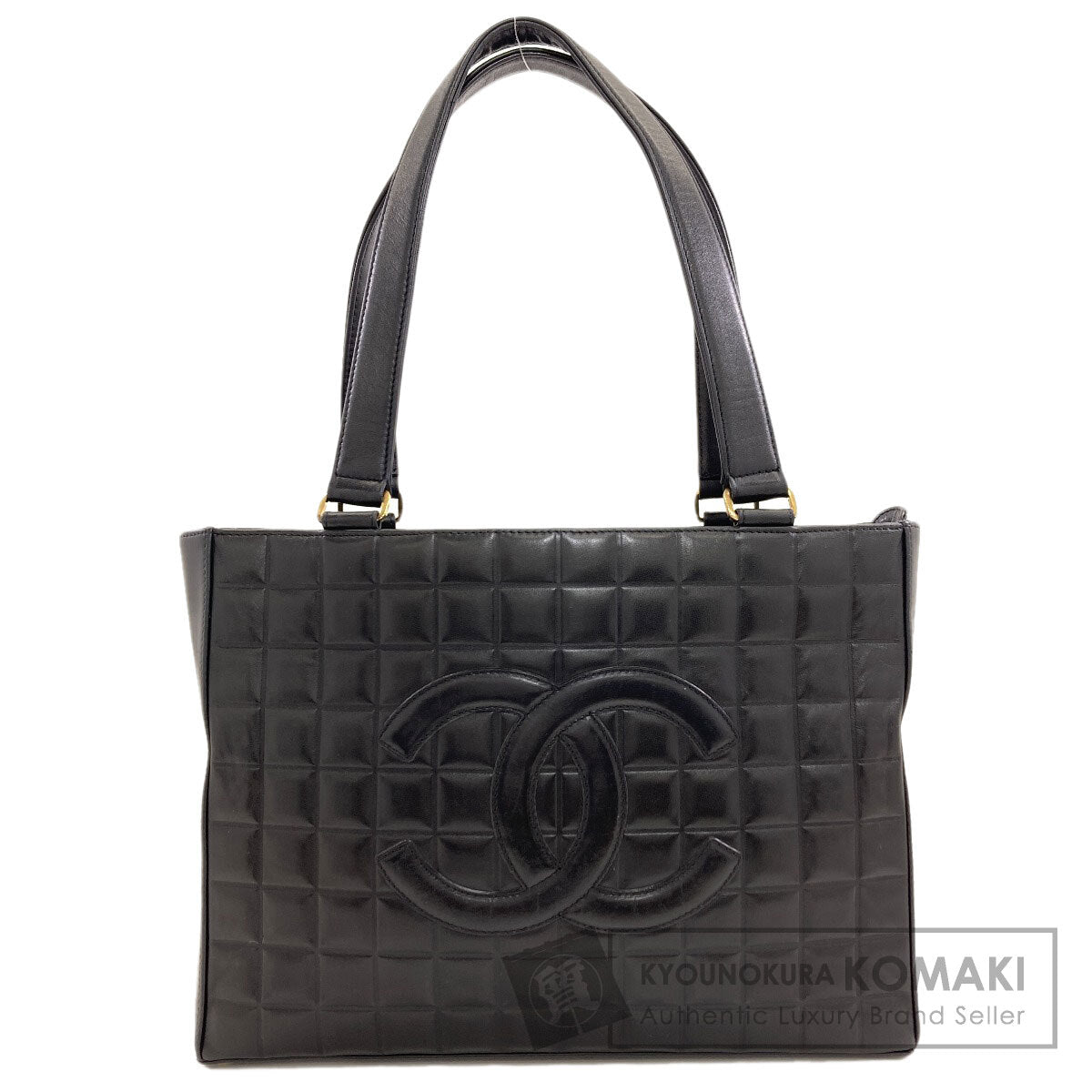 CHANEL Chocolate Bar GoldHardware Tote Bag Lambskin Ladies [Used]
