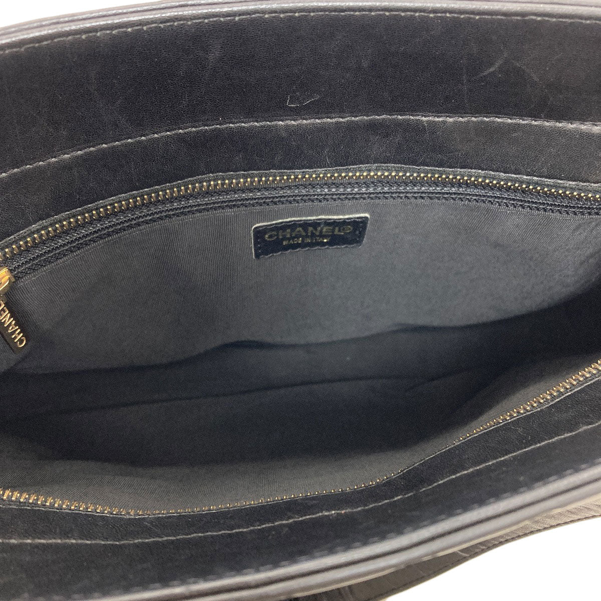 CHANEL Chocolate Bar GoldHardware Tote Bag Lambskin Ladies [Used]