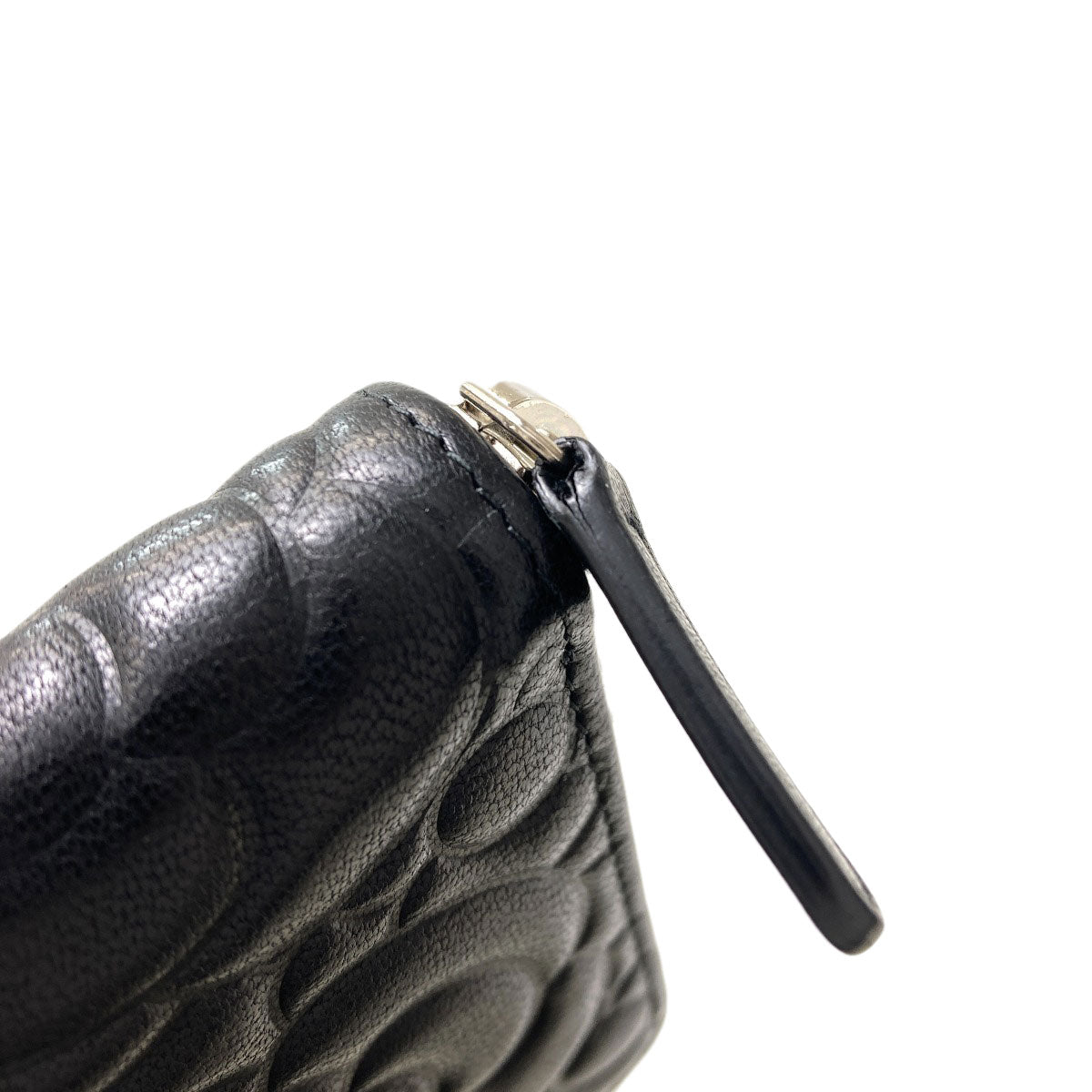 CHANEL Camellia COCO Mark SilverHardware Long wallet (with coin pocket) Calf Ladies [Used]