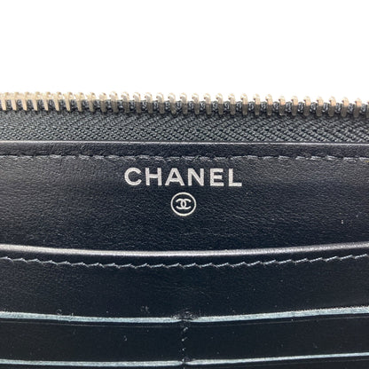 CHANEL Camellia COCO Mark SilverHardware Long wallet (with coin pocket) Calf Ladies [Used]