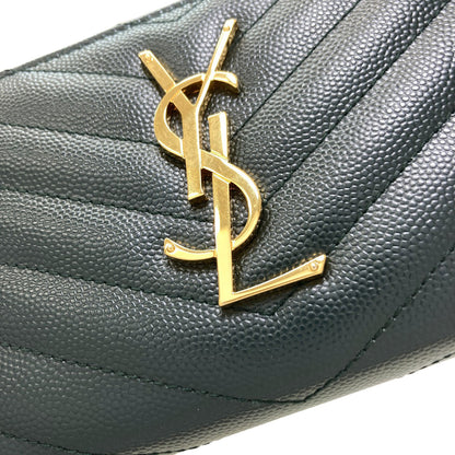 SAINT LAURENT Cassandra Long wallet (with coin pocket) Leather Ladies [Used]