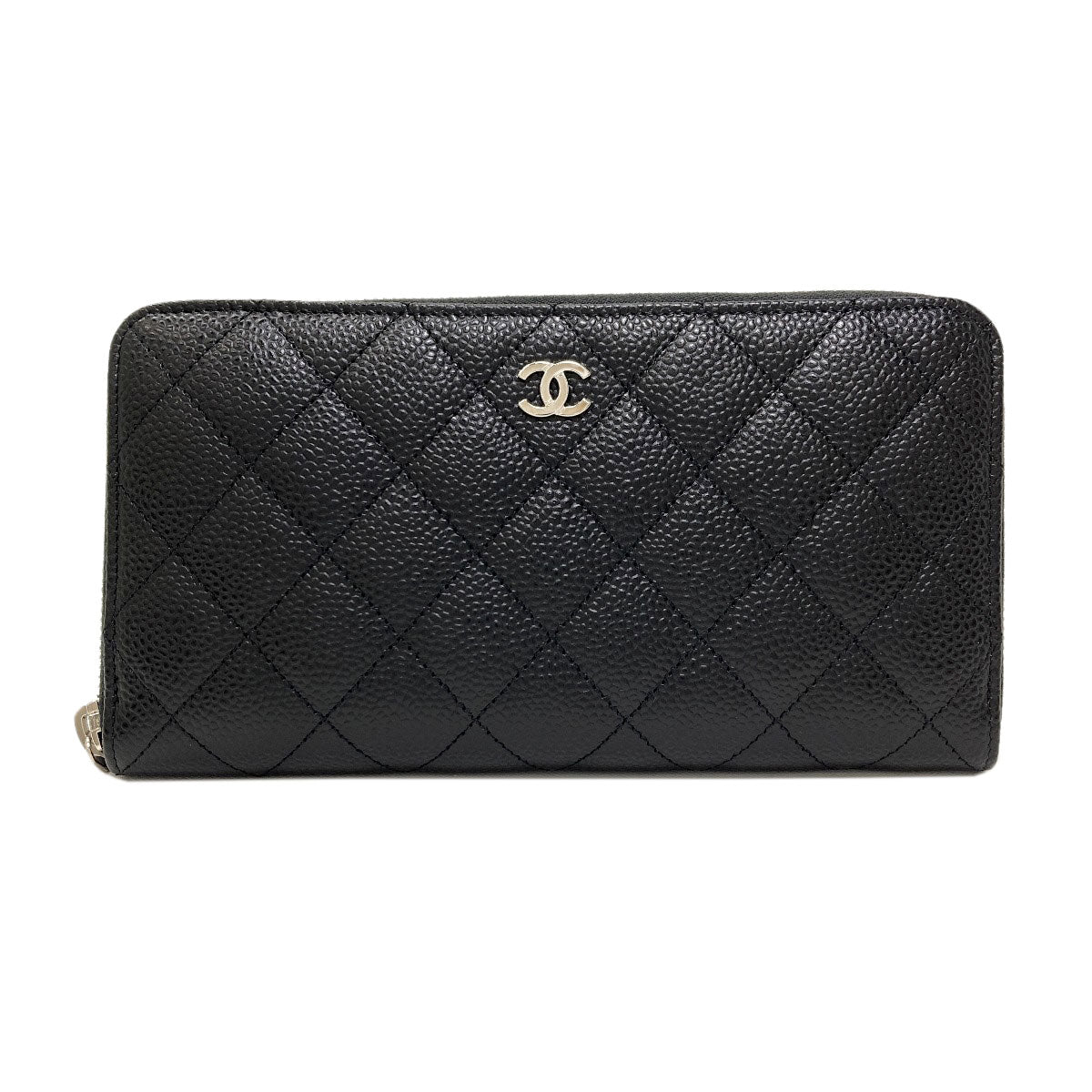 CHANEL Matelasse COCO Mark SilverHardware Long wallet (with coin pocket) Grained Calfskin Skin Ladies [Used]