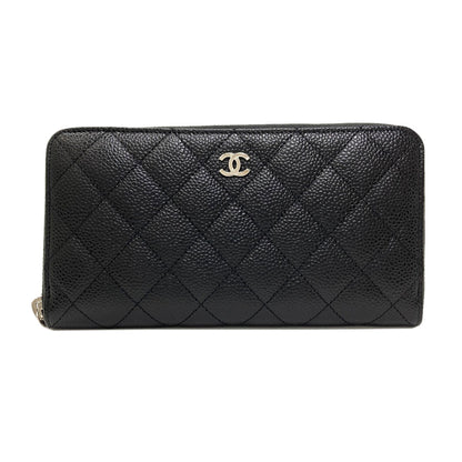 CHANEL Matelasse COCO Mark SilverHardware Long wallet (with coin pocket) Grained Calfskin Skin Ladies [Used]