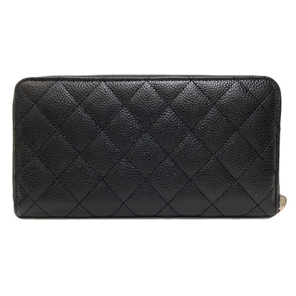 CHANEL Matelasse COCO Mark SilverHardware Long wallet (with coin pocket) Grained Calfskin Skin Ladies [Used]