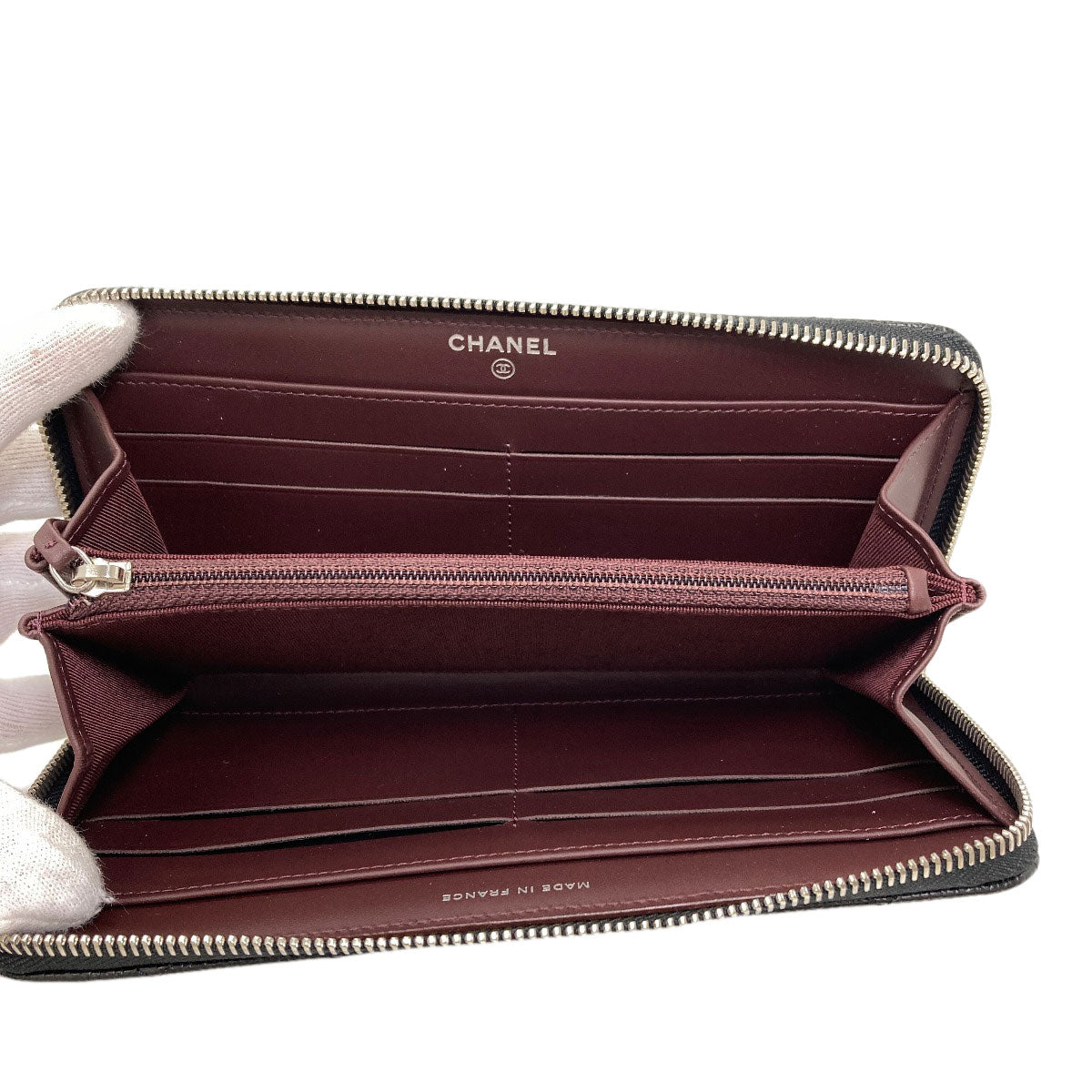 CHANEL Matelasse COCO Mark SilverHardware Long wallet (with coin pocket) Grained Calfskin Skin Ladies [Used]