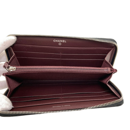 CHANEL Matelasse COCO Mark SilverHardware Long wallet (with coin pocket) Grained Calfskin Skin Ladies [Used]