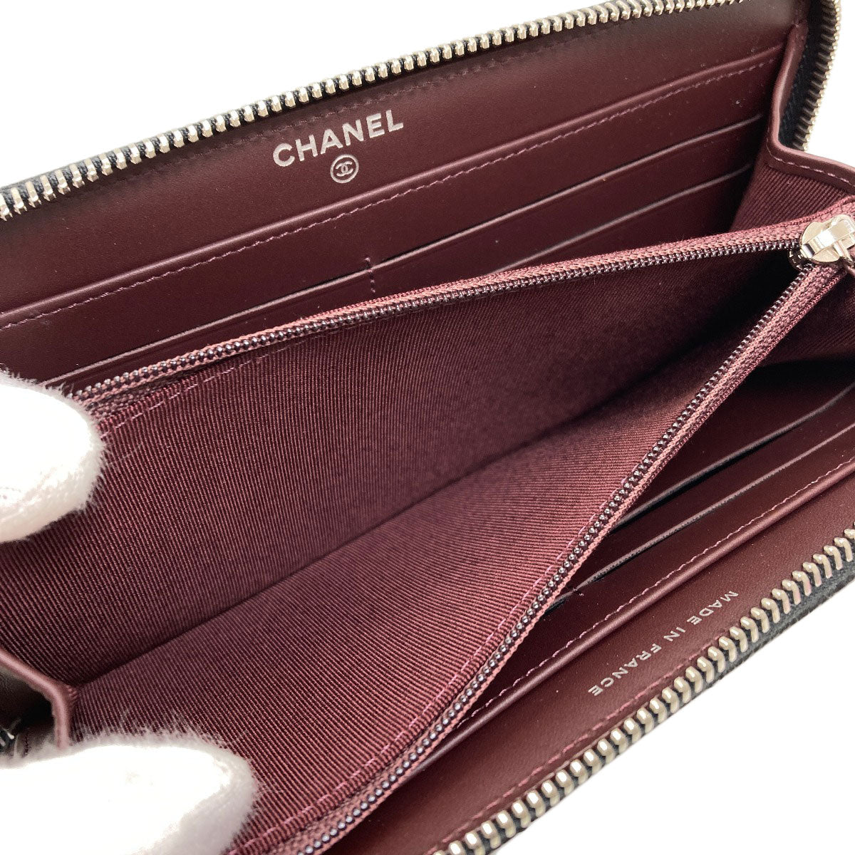 CHANEL Matelasse COCO Mark SilverHardware Long wallet (with coin pocket) Grained Calfskin Skin Ladies [Used]