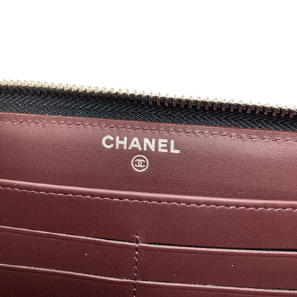 CHANEL Matelasse COCO Mark SilverHardware Long wallet (with coin pocket) Grained Calfskin Skin Ladies [Used]