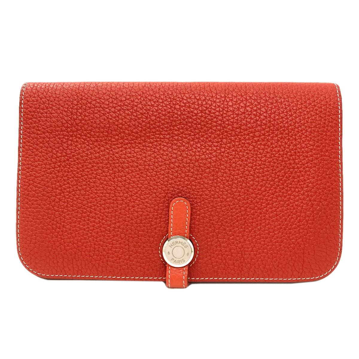 HERMES Dogon GM Duo SilverHardware Long wallet (with coin pocket) Calf Ladies [Used]