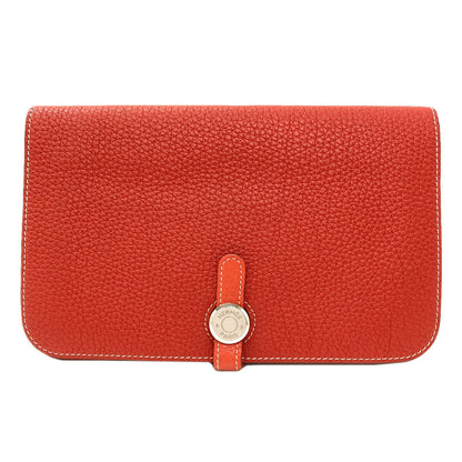 HERMES Dogon GM Duo SilverHardware Long wallet (with coin pocket) Calf Ladies [Used]