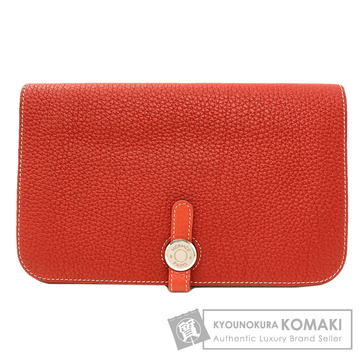 HERMES Dogon GM Duo SilverHardware Long wallet (with coin pocket) Calf Ladies [Used]