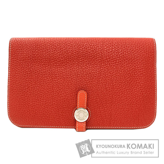 HERMES Dogon GM Duo SilverHardware Long wallet (with coin pocket) Calf Ladies [Used]