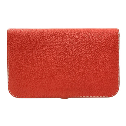 HERMES Dogon GM Duo SilverHardware Long wallet (with coin pocket) Calf Ladies [Used]