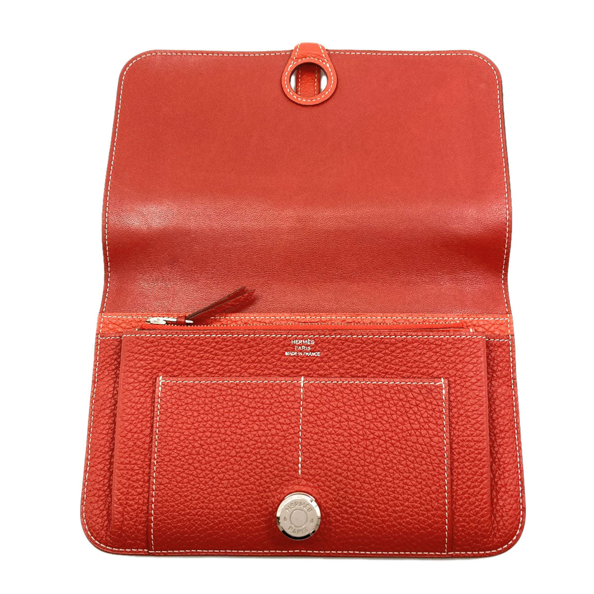 HERMES Dogon GM Duo SilverHardware Long wallet (with coin pocket) Calf Ladies [Used]