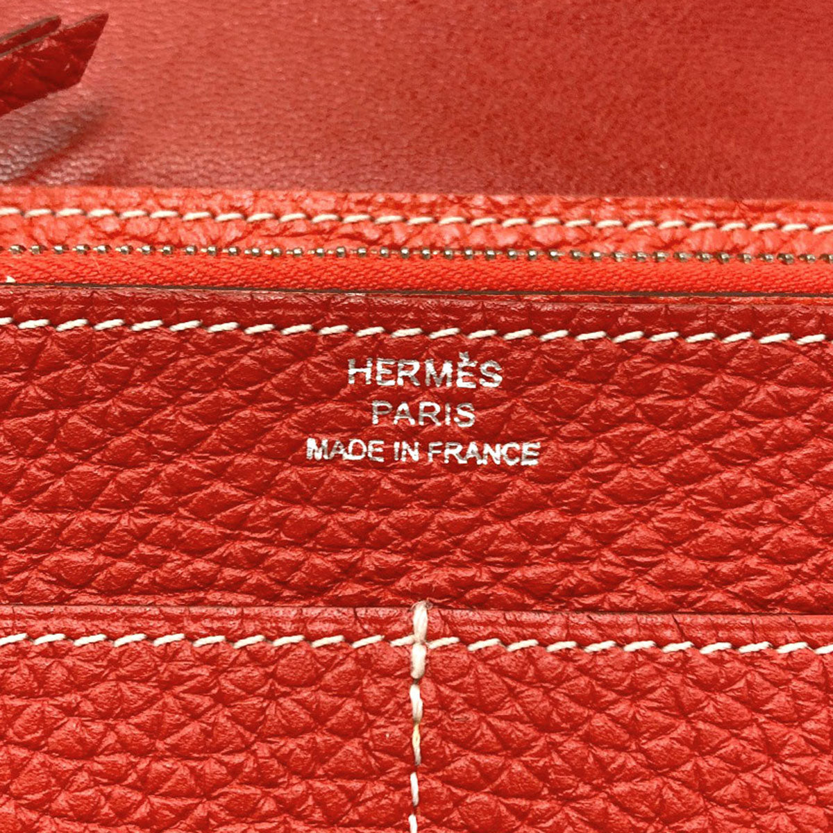 HERMES Dogon GM Duo SilverHardware Long wallet (with coin pocket) Calf Ladies [Used]