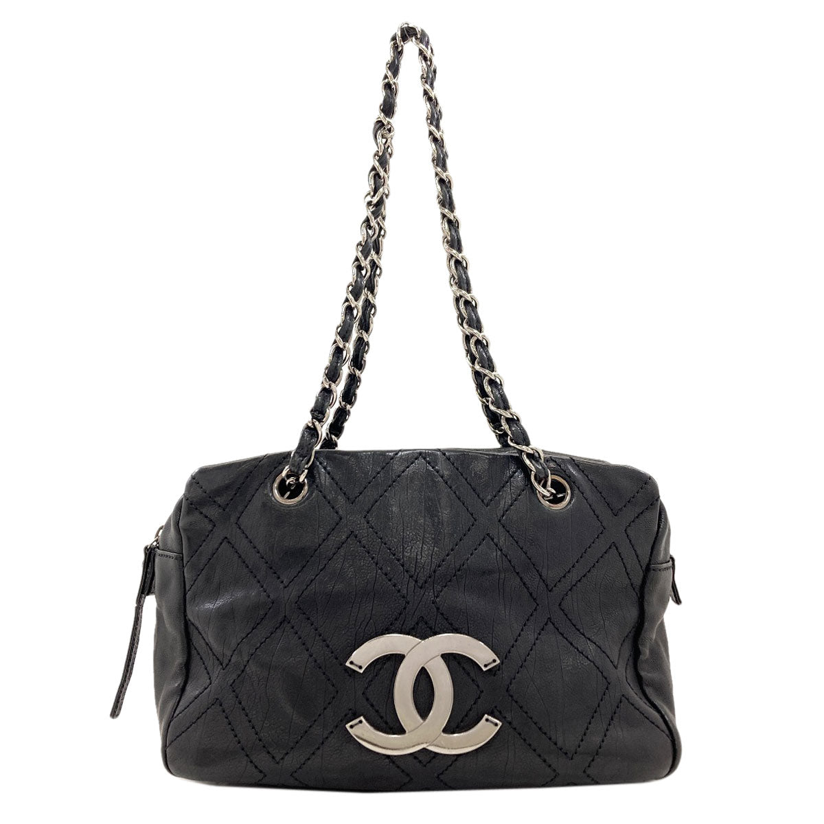 CHANEL Diamond Stitch SilverHardware Tote Bag Calf Ladies [Used]