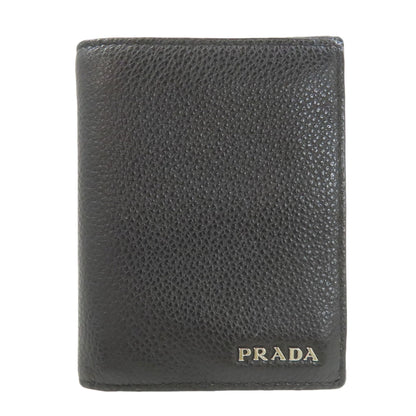 PRADA logo Bifold Wallet No Coin Pocket Leather Ladies [Used]