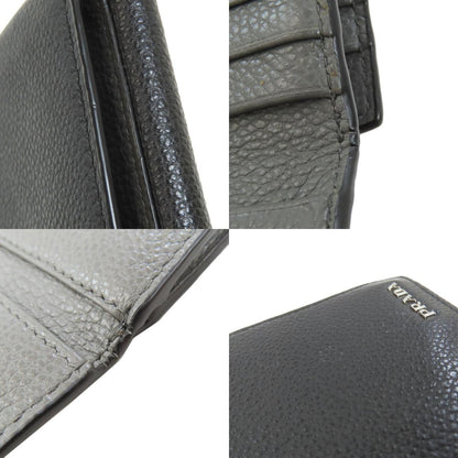 PRADA logo Bifold Wallet No Coin Pocket Leather Ladies [Used]