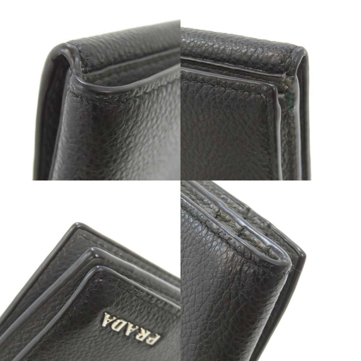 PRADA logo Bifold Wallet No Coin Pocket Leather Ladies [Used]