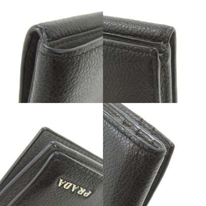 PRADA logo Bifold Wallet No Coin Pocket Leather Ladies [Used]
