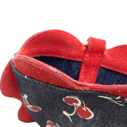 MIUMIU Cherry print 2-way Shoulder Bag Denim Ladies [Used]